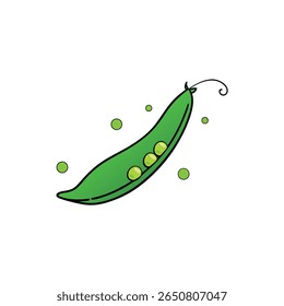 Fresh peas falling out from open pod fun flat green veggie style Vector illustration
