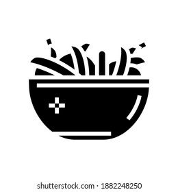 fresh peas in plate glyph icon vector. fresh peas in plate sign. isolated contour symbol black illustration