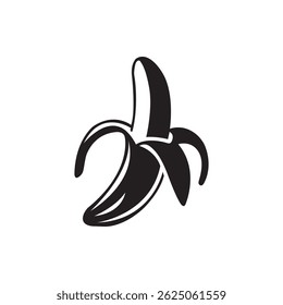 Ilustração de vetor de silhueta de banana descascada fresca