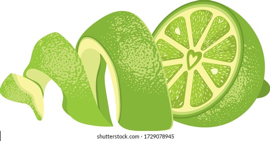 Fresh peeled green lemon halves

