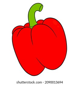 Fresh pepper. Bright sweet pepper. Vegetable ingredient for the kitchen. Cartoon style. Vector illustration for design and decoration.