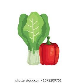 pimienta fresca con verduras vegetales aisladas icono ilustración vectorial diseño