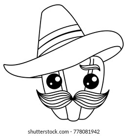 fresh pepper with mexican hat kawaii character