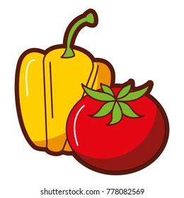 fresh pepper and tomato vegetables