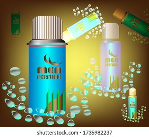 Fresh perfume bottle design on bright light poster