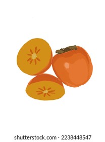 fresh persimmon fruit object vector illustration