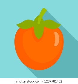 Fresh persimmon icon. Flat illustration of fresh persimmon vector icon for web design