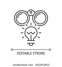 Fresh perspective linear icon. Contemporary ways of getting ideas. Creative thinking. Thin line customizable illustration. Contour symbol. Vector isolated outline drawing. Editable stroke