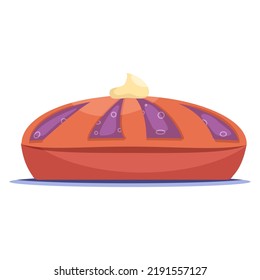 Fresh pie with filling on a plate, isolated on a white background. Close-up vector illustration