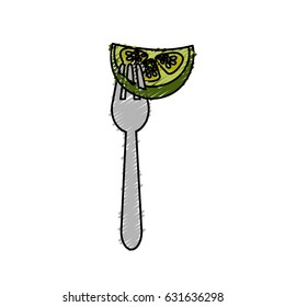 fresh piece cucumber in the fork utensil