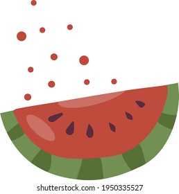 Trozo de fruta fresca. Pieza de sandía. comida vegana. ilustración vectorial plana, elemento para su diseño.