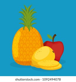 fresh pineapple and apple fruit healthy food