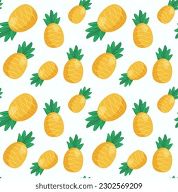 Fresh pineapple background. Seamless pattern with pineapple. Ananas wallpaper vector. Decorative illustration