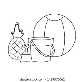 fresh pineapple with ball and bucket