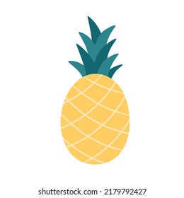 Fresh pineapple. Exotic and tropical fruit. Healthy food. Vector illustration in flat style