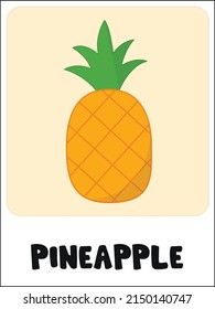Fresh Pineapple flashcard vector illustration