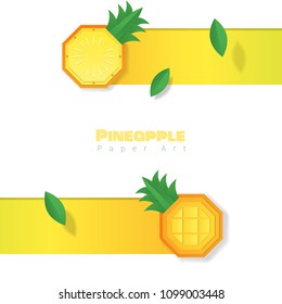 Fresh pineapple fruit background in paper art style , vector , illustration