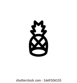 Fresh Pineapple Fruit Outline Style Icon Vector Illustration.
