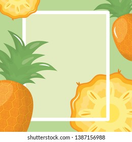 fresh pineapple fruit square frame