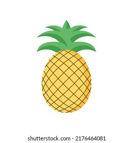 Fresh pineapple fruit vector color icon. EPS 10. Tropical fruits illustration. Vegetarian menu. Vegan, healthy food. Can be used for topics like freshness, detox, nutrition, restaurant, market
