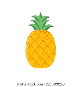 Fresh pineapple fruit vector illustration in bright color, as icon, sticker