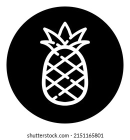 Fresh Pineapple Glyph Flat Icon Isolated On White Background