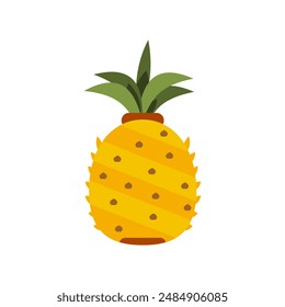 Fresh pineapple with green leaf illustration suitable for tropical designs, healthy food concepts, and summer themed graphics. Perfect for food and beverage branding