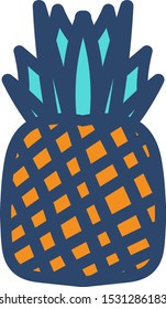 Fresh pineapple hand drawn vector illustration. Natural juice ingredient, delicious summer fruit