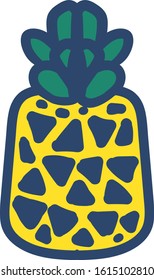 Fresh pineapple hand drawn vector illustration. Natural juice ingredient, delicious summer fruit