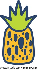 Fresh pineapple hand drawn vector illustration. Natural juice ingredient, delicious summer fruit