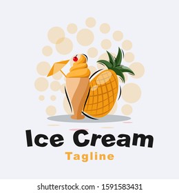 fresh pineapple ice cream logo design