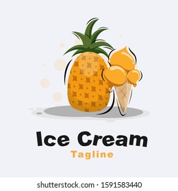 fresh pineapple ice cream logo design