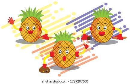 Fresh pineapple illustration, hobby of painting, suitable for advertisement, fresh drink,
 emoticon, food and beverage industry, etc.