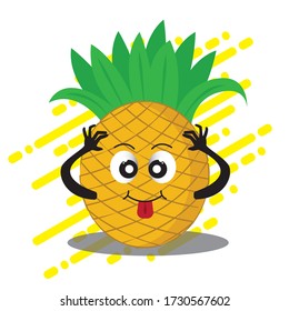 Fresh pineapple illustration, hobby of painting, suitable for advertisement, fresh drink,
 emoticon, food and beverage industry, etc.