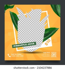 Fresh Pineapple Juice Flyer Or Social Media Banner