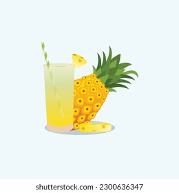 Fresh Pineapple Juice premium vector illustration