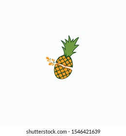 fresh pineapple logo design split