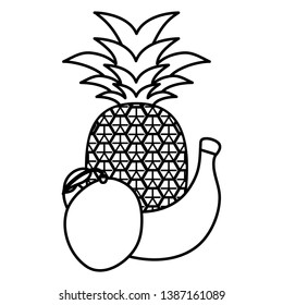 fresh pineapple with mango and banana
