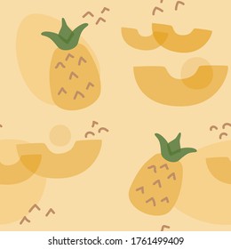 Fresh pineapple pattern background.Vector illustration of pineapple seamless pattern texture.