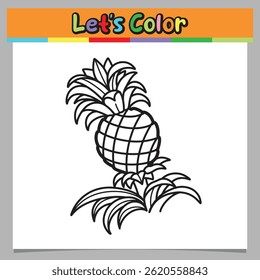 Fresh pineapple plant coloring sheet vector