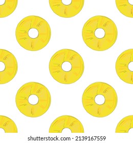Fresh Pineapple seamless vector background.pineapple sliced pattern, Summer colorful tropical textile print.