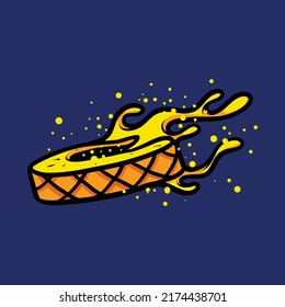 Fresh pineapple slice cartoon vector illustration