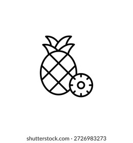 Frische Ananas Slice Line Symbol Tropische Frucht Minimalist