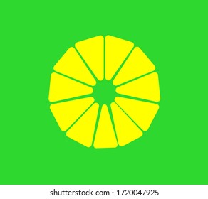 Fresh Pineapple Slice On Green Background Vector Illustration, Half Lemon Slice