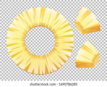 Cortes de piña frescos en una ilustración transparente de fondo