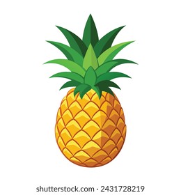 Fresh Pineapple Vector Illustration on White Background