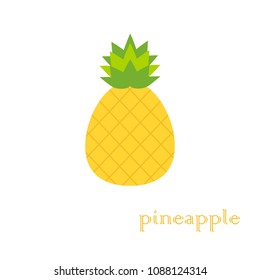 fresh pineapple white background, summer fruit, vegan food, Design for textiles, labels, posters. Vector illustration.