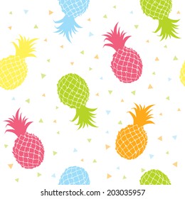 Fresh pineapples colorful seamless texture pattern