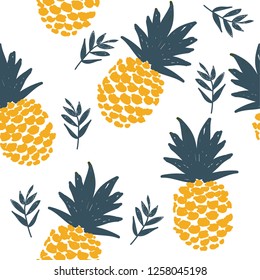 Fresh Pineapples Vector Repeat Seamless Pattrern. Great for fabric, packaging, wallpaper, invitations.