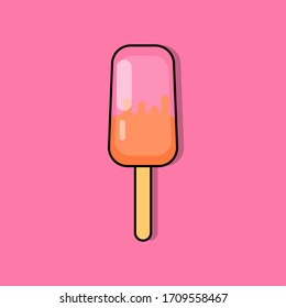 Fresh Pink Ice Cream , Ice Cream Melted Isolated Pink Background